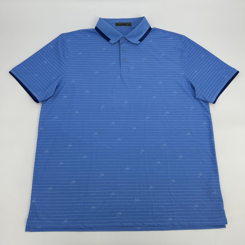 G/FORE Polo Shirt Men's XXL Blue Dawn Striped Logo Golf‎ Performance NWT